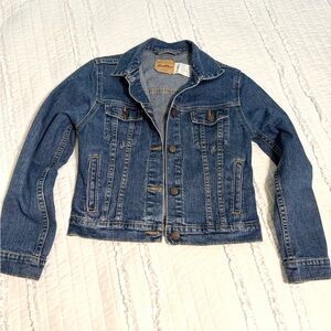 Y2K Levis Denim Trucker Jacket Vintage Dark Wash Blue Jean Girls size XL EUC